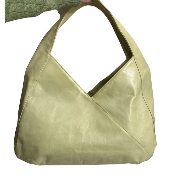 Hobo large green leather hobo shoulder bag stunning!